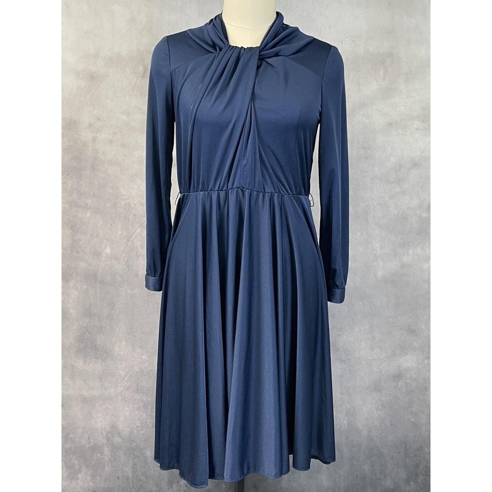Vintage 70s Vincenti Dress Women 14 Qiana Nylon Draped Disco Studio 54 ILGWU